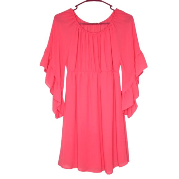 Altar'd State Pink Bell Sleeve Lined Mini Dress - M. 100% Polyester - Picture 1 of 2